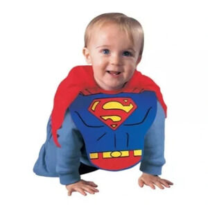 SUPERMAN KIDS COSTUME BIB AND CAPE SET RUBIE'S N-9M 1999 SEALED